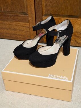 Michael Kors Black Suede Haven Platform Heels